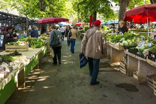 Fresh vegetables at a farmers’ market representing small-scale produce gardening